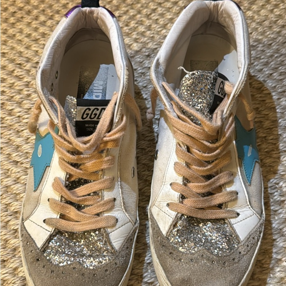 Golden Goose Mid Star Glitter Sneakers